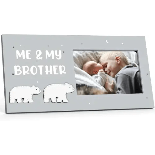 Me and My Brother Picture Frame, Sibling Keepsake Photo Frame, Baby Gift for Baby Shower for Newborn Toddler Boy, Little Sister Big Brother Gift, Little Boy Big Sister Gender Neutral Nursery Decor