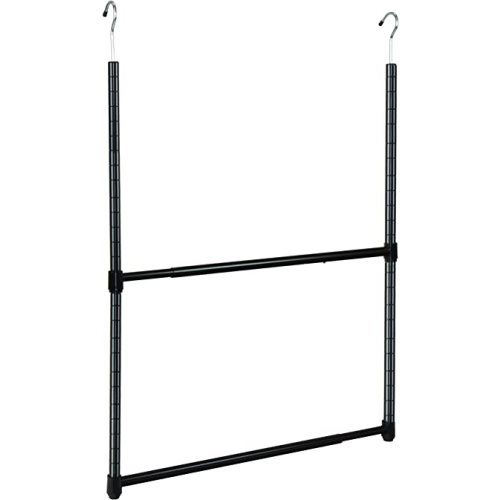 2-Tier Adjustable Closet Hanger Rod, Black (ACR1545B)