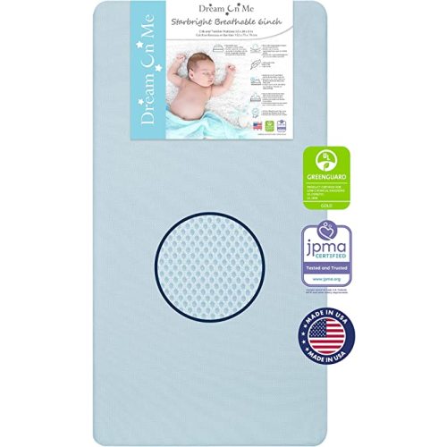 Starbright Breathable Fiber Crib and Toddler Mattress, Greenguard Gold Certified, Blue Mist