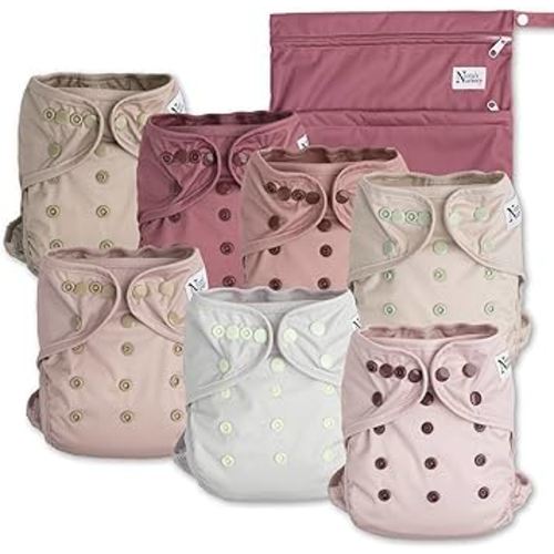 Nora's Nursery Cloth Diaper Cover, Reusable Cover with Snap Closure, Shell for Prefold, Flat, or Fitted Inserts, Includes Wet Bag - Ballet Slippers