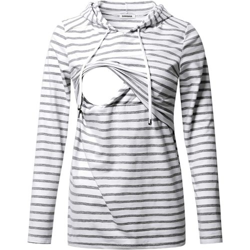 GINKANA Women's Nursing Hoodie Sweatshirt Long Sleeves Breastfeeding Maternity Tops Casual Clothes