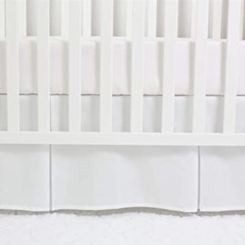 Classic Microfiber Crib Skirt with 2 Pleated Workmanship, Soft Breathable Dust Ruffle Fits Standard Crib and Toddler Bed, Pure White Color for Baby Boys and Girls, 14 inches Drop, White