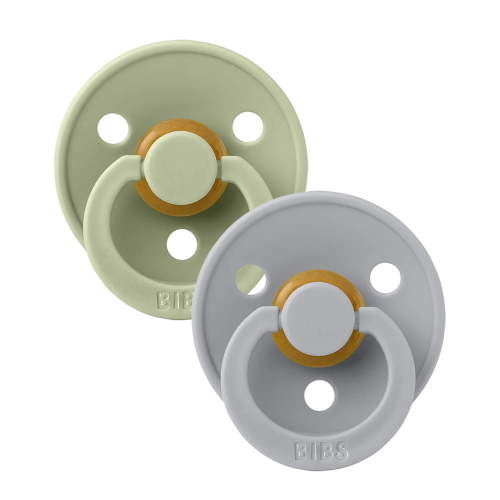 BIBS Colour Latex Infant Pacifier Size 1, 0-6 Months, Sage/Cloud, 2 Count