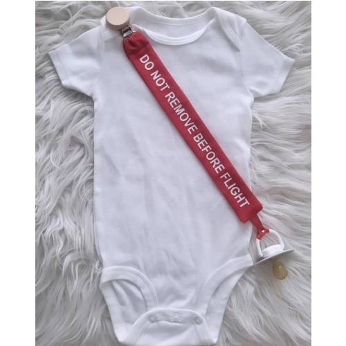 Do Not Remove Before Flight funny airplane pilot cabin crew gift baby dummy / pacifier clip