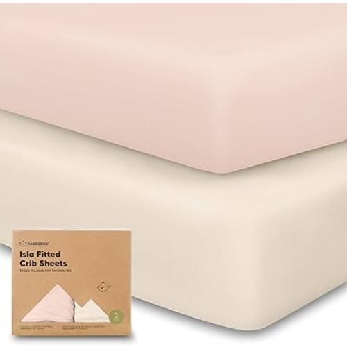 2-Pack Crib Sheets for Boys, Girls - Viscose Derived from Bamboo Fitted Crib Sheet, Baby Crib Sheets Neutral, Crib Mattress Sheet, Toddler Bed Sheets, Baby Sheets for Crib Fitted Sheets (Cameo)