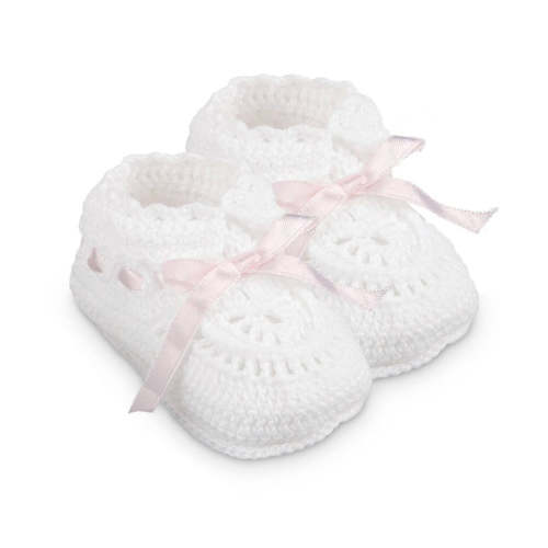 Ribbon Booties - White/Pink