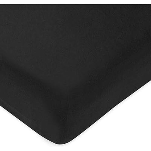 HonestBaby Fitted Crib Sheets Fits Standard Mattress Bassinet, Mini Prints 100% Organic Cotton Baby Boys, Girls, Unisex, Black Fitted Crib Sheet, One Size