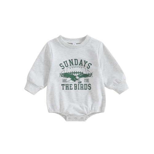 Suealasg Infant Baby Boys Girls Bubble Romper Clothes Long Sleeve Letter Eagle Print Onesie Bodysuit 3M 6M 12M 18M Newborn Boys Girls Fall One Piece Jumpsuit