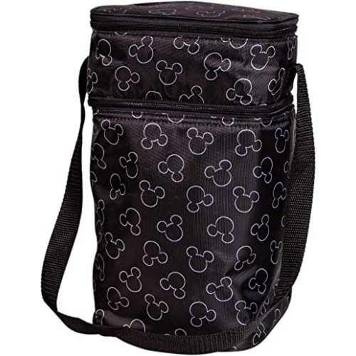 J.L. Childress Disney Baby 6 Bottle Cooler - Baby Bottle & Food Bag - Ice Pack Included - 2 Compartments - Insulated & Leak Proof Bottle Bag - Breastmilk Cooler Bag for Travel - Mickey Black