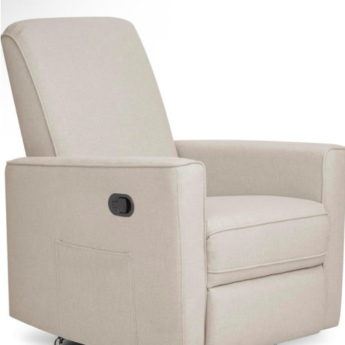Evolur Raleigh Glider in Light Sand, Upholstered Plush Seating 360° Swivel Glider Rocking Chair, FSC Certified, Greenguard Gold & JPMA Certified Nursery Glider Recliner