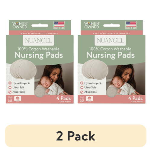 (2 pack) NuAngel Cotton Washable Reusable Nursing Pads, Beige, 4 Count
