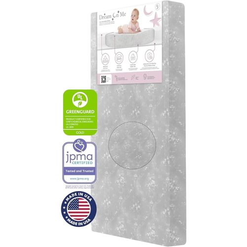 Dream On Me Snooze Firm Fiber Baby Crib Mattress in Grey, Greenguard Gold and JPMA Certified, Fits All Standard Cribs and Toddler Beds, Waterproof Sleep Surface & Machine Washable Cover