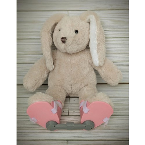 Stuffed Bunny with Pink Clubfoot Boots and Bar (BNB); Plush Animal Clubfoot Brace