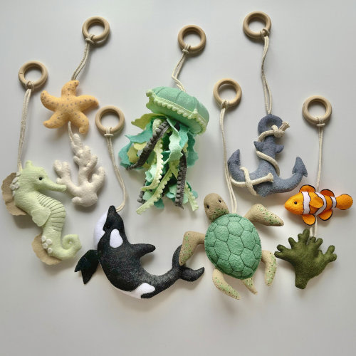 Play gym hanging toys, Felt Montessori toys, Baby shower and newborn gift, Montessori play gym, Pregnancy gift, Toddler activity centre toys