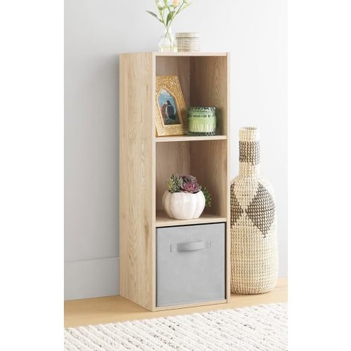 Whitmor Bookcase Storage Organizer, 3 Tier Stackable MDF Bookshelf, Open Storage Display Shelf