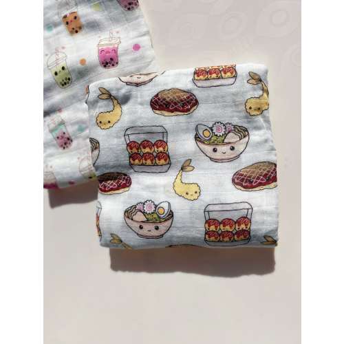 Organic Muslin Wrap, Organic Swaddle, Muslin Swaddle Blanket, Newborn Baby Swaddle Baby Shower Gift, Newborn Gift, Boba, Rainbow, Sushi