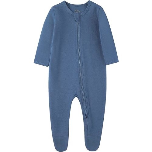 O2 BABY Baby Boys Girls Organic Cotton Zip-Front Sleeper Pajamas, Footed Sleep 'n Play