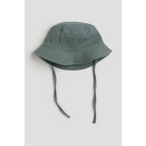 Cotton Muslin Bucket Hat, Dark green