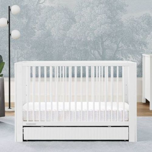 Delta Children Cassie 4-in-1 Convertible Crib with Underdrawer - Greenguard Gold Certified - Bianca White