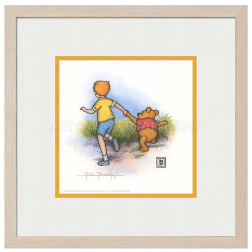 Christopher Robin and Winnie the Pooh Holding Hands By Eric Dowdle - Framed Paper Print – Disney Art On Main Street