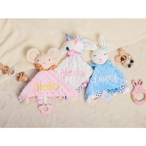 Personalized Baby Embroidered Comforter with Name,Embroidered Name Baby Blanket,Animal Bunny Comforter,Monogrammed Baby Shower Gifts
