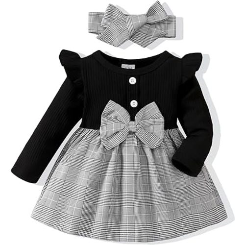 Baby Girl Clothes Infant Dresses Newborn Fall Winter Outfits Plaid Dress Cute Birthday Princess Dresses for Girls