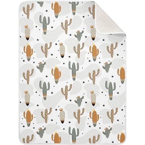 Western Cactus Grey Baby Swaddle Blanket for Boys and Girls, Muslin Baby Receiving Swaddle Blanket, Soft Cotton Nursery Swaddling Blankets for Newborn Toddler Infant