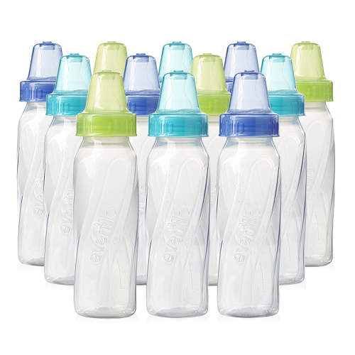 Evenflo Feeding Plastic Baby Bottles 8oz Teal Green Blue with Micro Air Vents