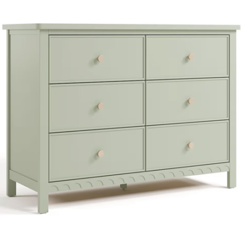 Graco Sasha 6 Drawer Dresser (Sage) – GREENGUARD Gold Certified, Wood Storage for Nursery or Kids’ Room, Safe Interlocking Drawer System & Easy Assembly with Pre-Installed Tracks
