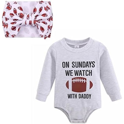 J&J Boutiques Football Onesie & 7" Bow Headwrap