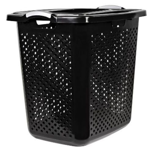 Home Logic Xl Bushel Lidded Hamper Black: Plastic Clothes Hamper With Lid, Built-in Handles, 23.29 Volume Capacity