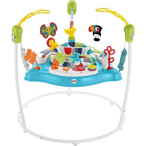 Fisher-Price Baby Bouncer Color Climbers Jumperoo Activity Center with Music Lights & Developmental Toys - Animal Print