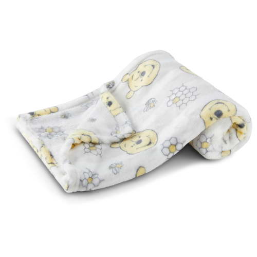 Disney Winnie the Pooh Single Ply Fleece Blanket- Bee Stripe