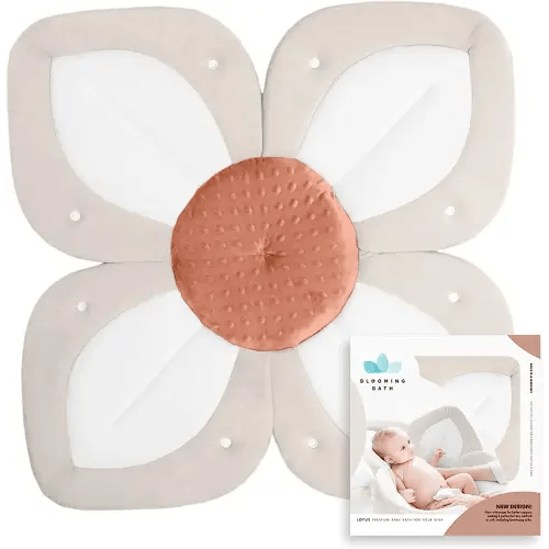 Blooming Bath Baby Bath Seat - Baby Tubs for Newborn Infants to Toddler 0 to 6 Months and Up - Baby Essentials Must Haves - The Original Washer-Safe Flower Seat (Lotus, Cream/White/Clay)