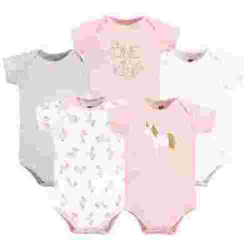 Hudson Baby Short Sleeve Bodysuits, 5-Pack, Newborn- 24 Months