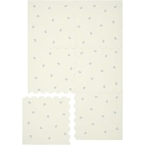 3 Sprouts Kids Foam Puzzle Play Mat - Interlocking Foam Tiles for Baby Play Area - Floor Mats for Kids Playroom - Soft Foam Play Mat Tiles with Fun Puzzle Design - Blueberry Ivory