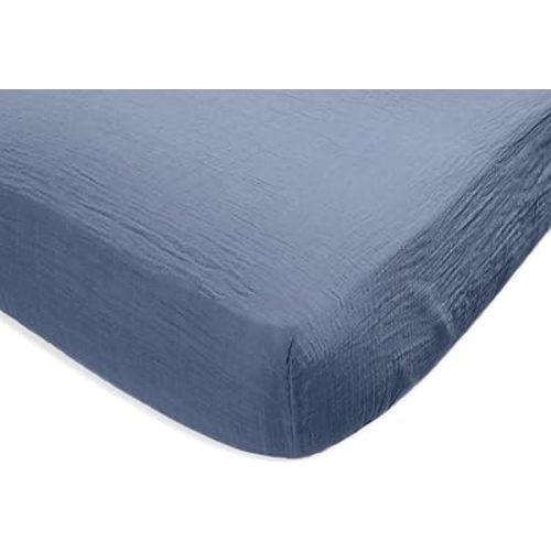 SwaddleDesigns Softest Cotton Muslin Fitted Crib Sheet, Toddler Sheet for Boys & Girls, Fits Standard Crib Mattress (28 x 52 inches), Denim