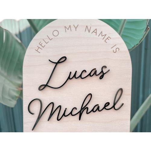 Baby Name Sign for Hospital, Personalized Newborn Name Wood Sign, Birth Announcement Sign, Hello My Name Is Baby Hospital Sign