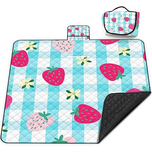 Poedist Extra Large Picnic Blanket Waterproof,80"x 80"Foldable Machine Washable Beach Blanket,Outdoor Blanket for 6-8 Adults,Suitable for Indoor Crawling,Park Beach,Camping,Hiking,Family Travel (Blue