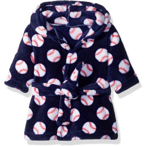 Luvable Friends Unisex Baby Plush Bathrobe, Baseball, 0-9M