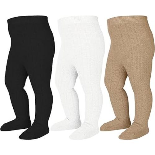 Baby Tights Cable Knit Tights Baby Leggings Seamless Cotton Stockings Pantyhose 3/4 Pack for Infants Toddlers 0-5T
