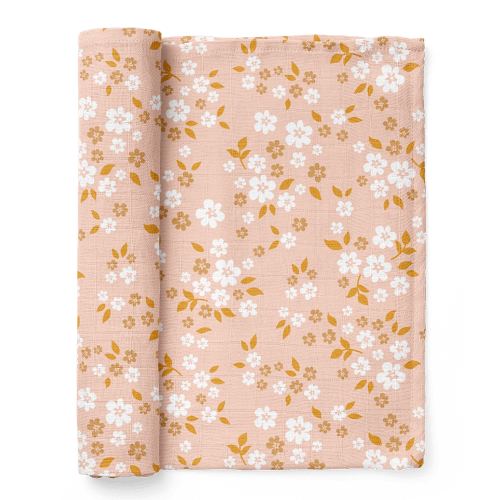 Whimsy Floral Peach Swaddle Blanket – Mini Wander