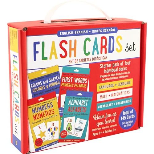 Bilingual Flash Cards Value Pack - Spanish and English (Includes Alphabet, Colors & Shapes, First Words, and Numbers) (Set of 4 Decks)