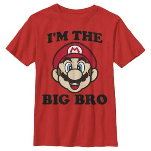 Boy's Nintendo Mario Big Brother Graphic Tee Red Small