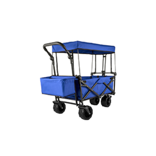 HAPPYBUY Extra Large Collapsible Garden Cart/Wagon with Removable Canopy, 220lbs Capacity Push& Pull Utility Cart with Rear Storage; Upgrad Padded Cotton 600D OxfortSecure Lock (40IN40IN20IN, Blue)