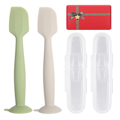MAIKKB Baby Diaper Cream Spatula with Case,2 Large Diaper Spatula with 2 Travel Case 1 Gift Box,Soft Butt Paste Spatula Baby Butt Spatula,Diaper Cream Applicator Diaper Rash Spatula Brush