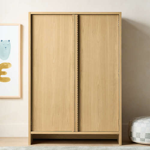 Raya Natural Oak Wood Storage Armoire