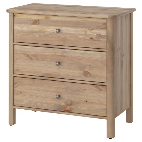 STOREMOLLA 3-drawer chest - gray-brown stained 36 5/8x19 5/8x35 7/8 "