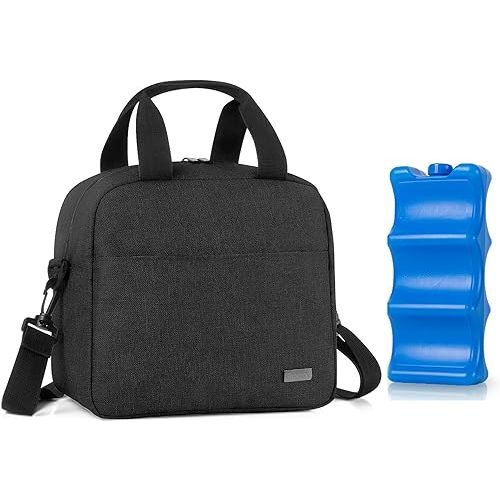 Teamoy Breastmilk Cooler Bag with Ice Pack, Travel Baby Bottle Carrier Tote Bag Fits Up to 6 Large 9 Ounce Bottles, Black