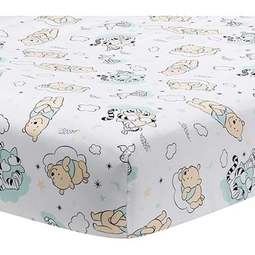 Lambs & Ivy Disney Baby Winnie The Pooh Hugs White Fitted Crib Sheet